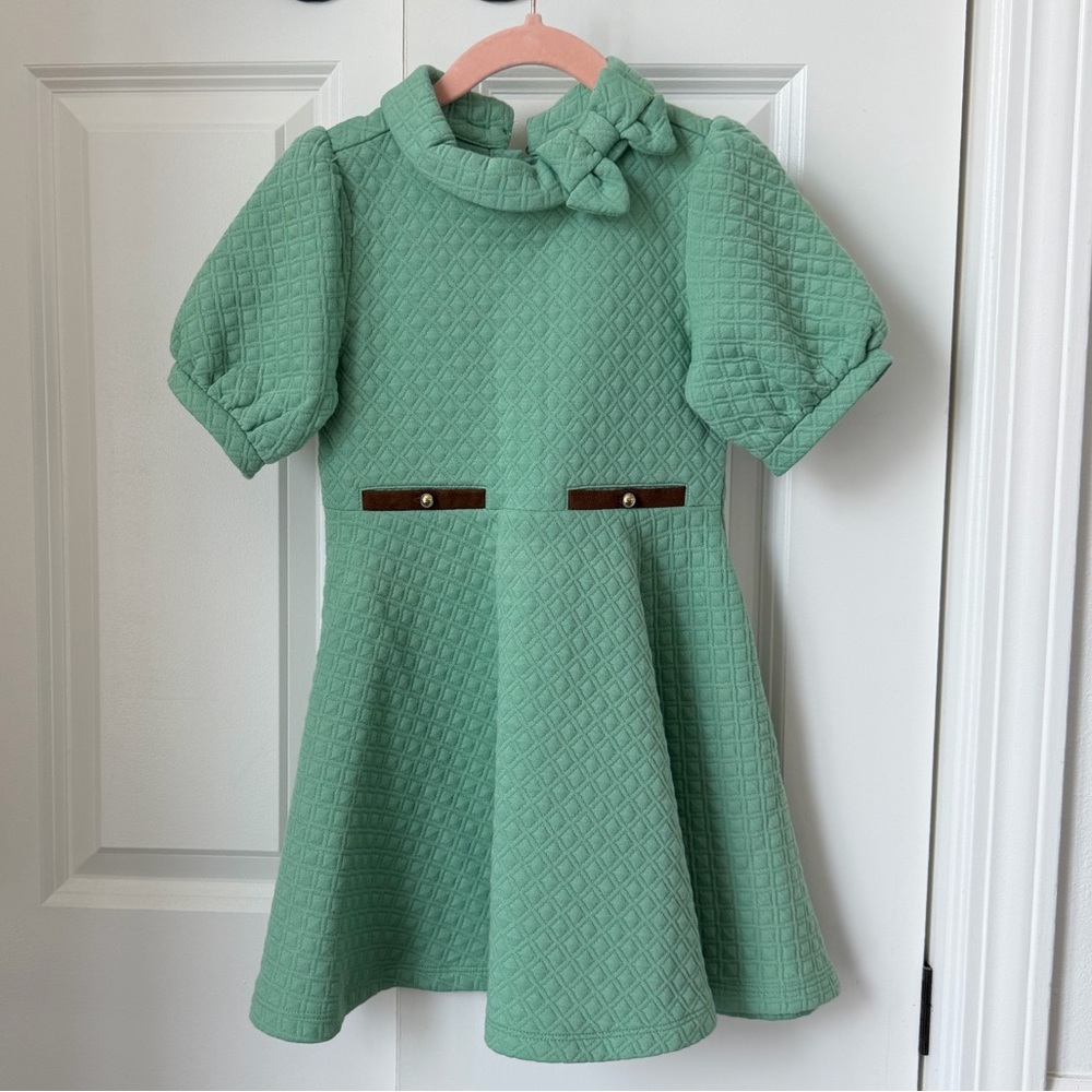 Janie and Jack Jacquard Green High Neck Dress
